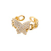 Zircon Butterfly Rings for Women Open Adjustable Stainless Steel Shiny Finger Ring 2023 Trend Wedding Couple Jewelry anillos