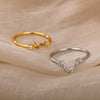 Zircon Chain Rings For Women Stainless Steel Gold Color Finger Ring Punk Hip Pop Jewelry Christmas Gift anillos mujer