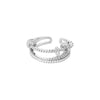 Zircon Cross Rings for Women Open Adjustable Stainless Steel Double Layer Ring  Crystal Wedding Couple Jewerly bague femme