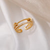 Zircon Cross Rings for Women Open Adjustable Stainless Steel Double Layer Ring  Crystal Wedding Couple Jewerly bague femme