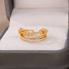 Zircon Cross Rings for Women Open Adjustable Stainless Steel Double Layer Ring  Crystal Wedding Couple Jewerly bague femme