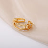 Zircon Cross Rings for Women Open Adjustable Stainless Steel Double Layer Ring  Crystal Wedding Couple Jewerly bague femme
