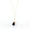 Zircon Crystal Water Drop Frame Hanging Pearl and Black Tassel Necklace for Women and Girl