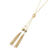 Zircon Crystal Water Drop Frame Hanging Pearl and Black Tassel Necklace for Women and Girl