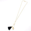 Zircon Crystal Water Drop Frame Hanging Pearl and Black Tassel Necklace for Women and Girl