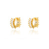 Zircon Floral Hoop Earrings for Women Stainless Steel Gold Color Flower Earrings 2023 Trend  Couple Wedding Jewelry femme