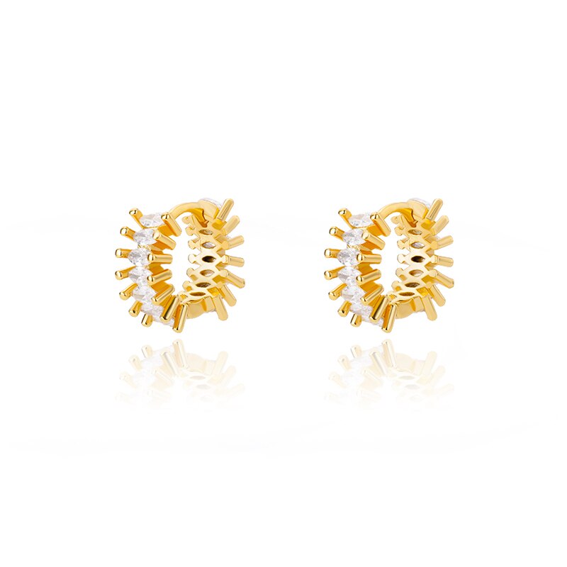 Zircon Floral Hoop Earrings for Women Stainless Steel Gold Color Flower Earrings 2023 Trend  Couple Wedding Jewelry femme