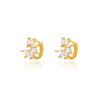 Zircon Floral Hoop Earrings for Women Stainless Steel Gold Color Flower Earrings 2023 Trend  Couple Wedding Jewelry femme