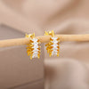 Zircon Floral Hoop Earrings for Women Stainless Steel Gold Color Flower Earrings 2023 Trend  Couple Wedding Jewelry femme