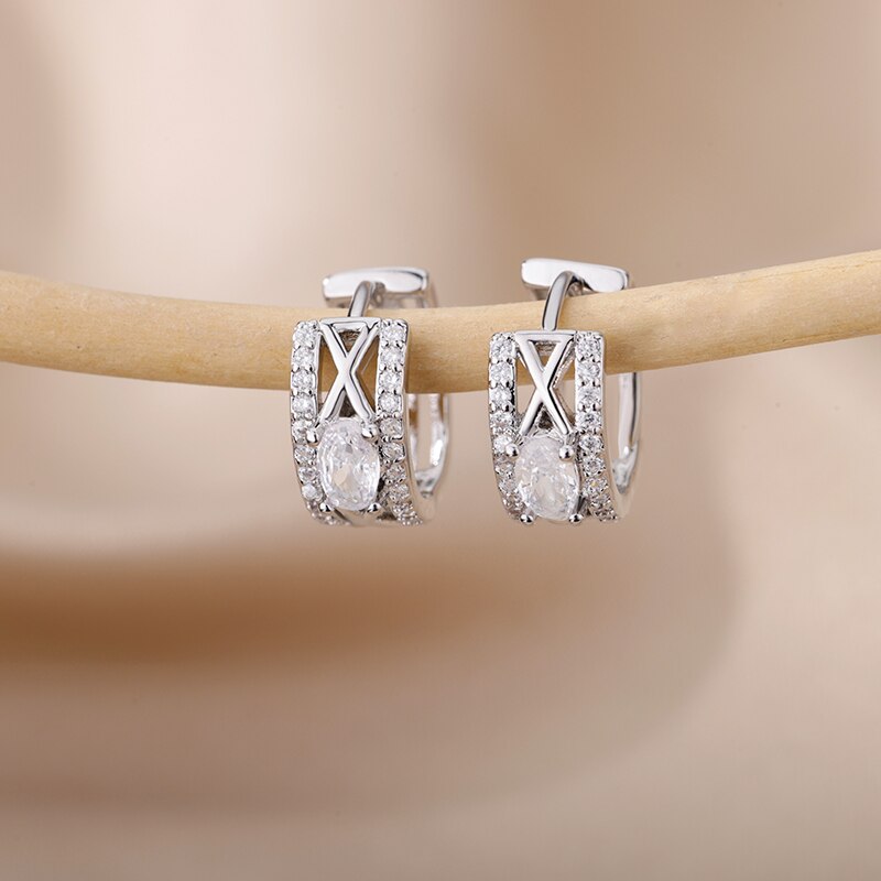 Zircon Flower Hoop Earrings for Women Stainless Steel Gold Color Earrings 2023 Trend Korean Wedding Couple Jewerly Gift femme