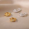 Zircon Flower Hoop Earrings for Women Stainless Steel Gold Color Earrings 2023 Trend Korean Wedding Couple Jewerly Gift femme