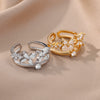 Zircon Four Leaf Clover Rings for Women Double Layered Open Adjustable Stainless Steel Ring Romantic Wedding Jewelry anillos