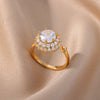 Zircon Four Leaf Clover Rings for Women Double Layered Open Adjustable Stainless Steel Ring Romantic Wedding Jewelry anillos