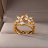 Zircon Four Leaf Clover Rings for Women Double Layered Open Adjustable Stainless Steel Ring Romantic Wedding Jewelry anillos