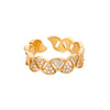 Zircon Ginkgo Biloba Rings for Women Adjustable Stainless Steel Gold Color Finger Ring Couple Wedding Jewerly anillos