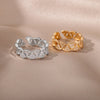 Zircon Ginkgo Biloba Rings for Women Adjustable Stainless Steel Gold Color Finger Ring Couple Wedding Jewerly anillos