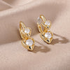 Zircon Heart Drop Earrings for Women Stainless Steel Couple Earrings 2023 Trend French Romantic Jewelry boucle oreille femme
