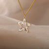 Zircon Hollow Star Necklaces For Women Girls Gold Silver Color Stainless Steel Neck Chain Female Pendant Necklace Jewelry
