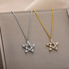 Zircon Hollow Star Necklaces For Women Girls Gold Silver Color Stainless Steel Neck Chain Female Pendant Necklace Jewelry
