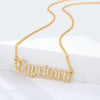 Zircon Letter Constellation Necklace For Women Stainless Steel Gold 12 Zodiac Necklaces Choker Alphabet Jewelry Bijoux Femme BFF