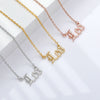 Zircon Letter Constellation Necklace For Women Stainless Steel Gold 12 Zodiac Necklaces Choker Alphabet Jewelry Bijoux Femme BFF