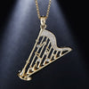 Zircon Music Harp Pendant Necklaces For Women Girls Gold Silver Color Long Chain Female Necklaces Pendants Fashion Jewelry 2020