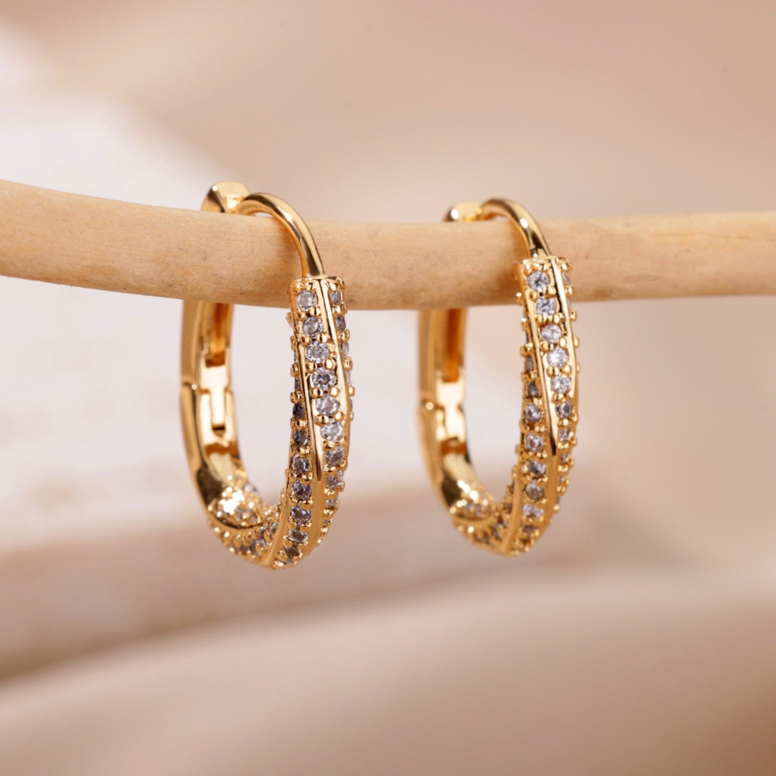 Zircon Oval Hoop Earrings For Women Stainless Steel Gold Color Round Hoops Earring 2023 Trend Wedding Jewelry pendientes mujer