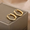 Zircon Oval Hoop Earrings For Women Stainless Steel Gold Color Round Hoops Earring 2023 Trend Wedding Jewelry pendientes mujer