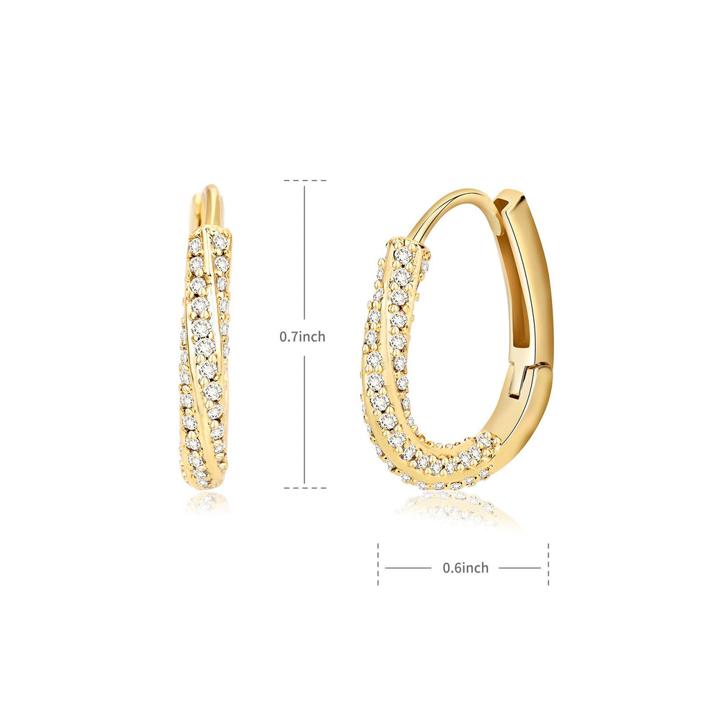 Zircon Oval Hoop Earrings For Women Stainless Steel Gold Color Round Hoops Earring 2023 Trend Wedding Jewelry pendientes mujer