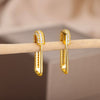 Zircon Paperclip Earrings for Women Stainless Steel Gold Plated Stud Earrings 2023 Trend Couple Wedding Jewelry pendientes mujer