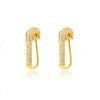 Zircon Paperclip Earrings for Women Stainless Steel Gold Plated Stud Earrings 2023 Trend Couple Wedding Jewelry pendientes mujer