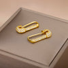 Zircon Paperclip Earrings for Women Stainless Steel Gold Plated Stud Earrings 2023 Trend Couple Wedding Jewelry pendientes mujer