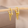 Zircon Paperclip Earrings for Women Stainless Steel Gold Plated Stud Earrings 2023 Trend Couple Wedding Jewelry pendientes mujer