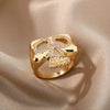 Zircon Skull Rings For Women Gold Plated Stainless Steel Ring 2023 Trend Wedding Couple Aesthetic Jewelry anillos mujer