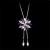 Zircon Snowflake Long Necklace Sweater Chain Fashion Fine Metal Chain Crystal Rhinestone Flower Pendant Necklace