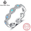 Zirconia Infinity Endless Love 925 Sterling Silver Rings Blue Fire Opal Stackable Ring Anniversary Gift ( RI102886)