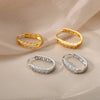 Zirconia Round Earrings For Women Stainless Steel Hoops Earrings 2023 Trend Wedding Couple Jewerly Gift Bijoux Femme