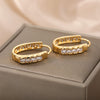 Zirconia Round Earrings For Women Stainless Steel Hoops Earrings 2023 Trend Wedding Couple Jewerly Gift Bijoux Femme