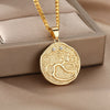 Zodiac Sign Necklace For Women Stainless Steel 12 Constellation Round Pendant Necklaces Gemini Scorpio Aquarius Choker Jewerly