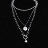 Zoeber Multi-Layer Punk Long Chain Necklace Hip Hop Metal Ball Coin Cross Pendant Necklace for Women Men  Goth Jewelry Gifts