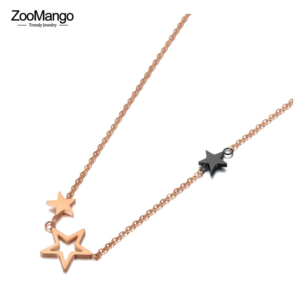 ZooMango Trendy Office Style Stainless Steel Geometric Star Charm Choker Necklace Beach Party Pendant Necklace For Women ZN20210