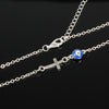 Zuowen Women Jewlry Small Cross Choker Necklace Blue Evil Eye Statement Necklace Halloween Gift  XL851