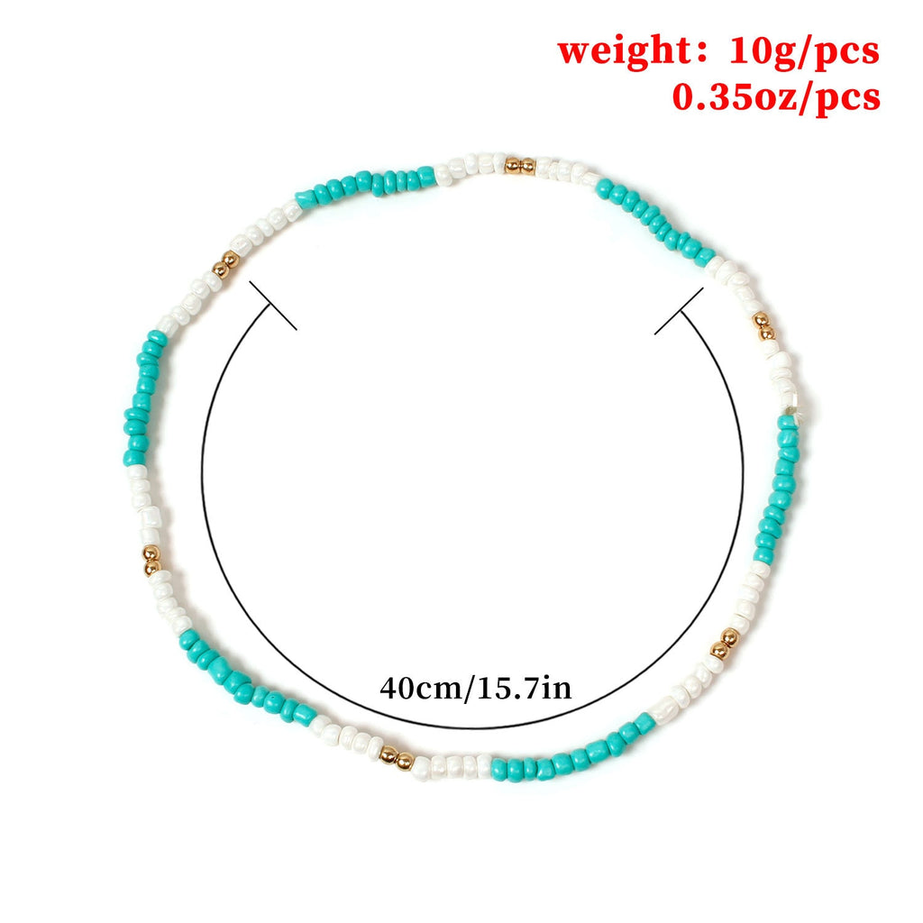 Zuowen Handmade Beaded Elastic Choker Necklace Bohemian Colorful Beads Chain Necklaces for Women Summer Jewelry