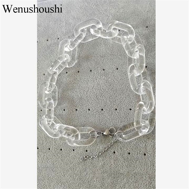 acrylic chain width 2cm Gothic Chunky chain Choker Necklace Punk rock hip hop plastic link neckalce women di078