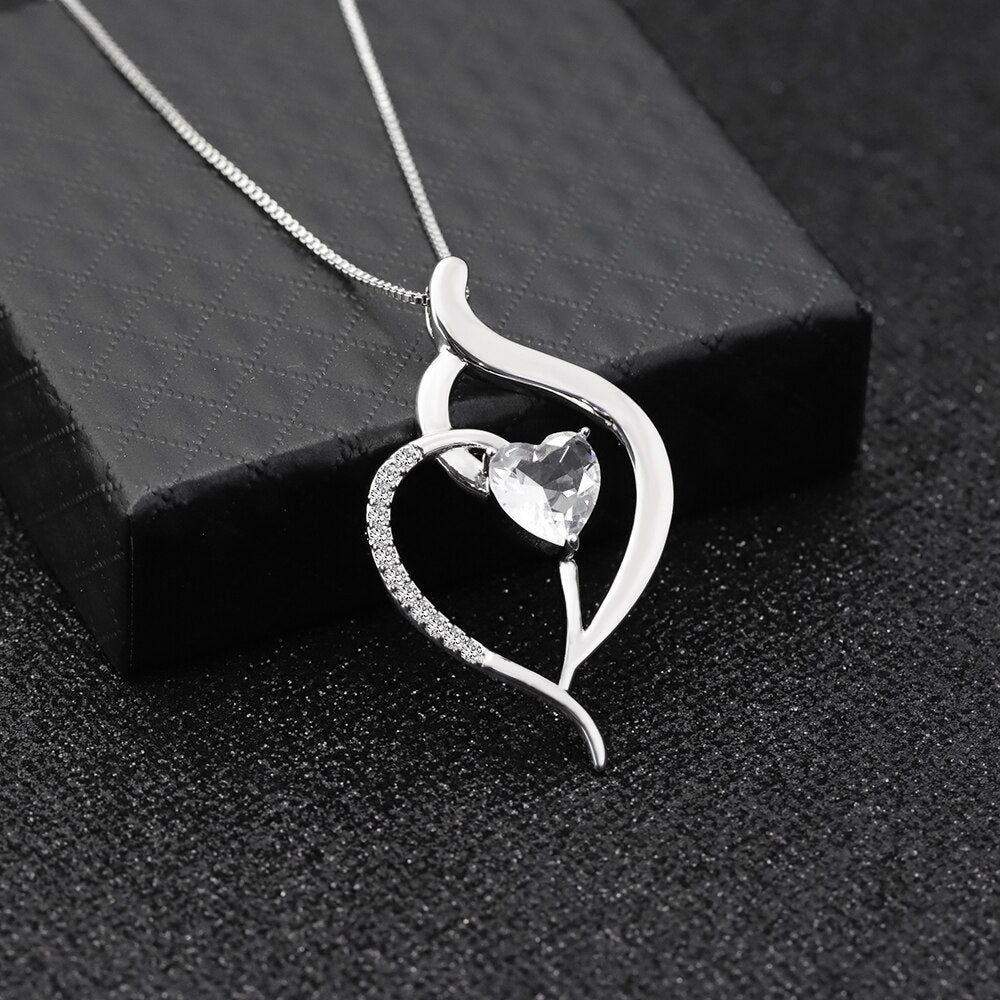 anomaly wave line design necklace peach heart clear crystal charms birthday gift for her girlfriend