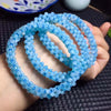 aquamarine blue round 3mm bracelet 7.5inch   beads nature handcraft nature beads
