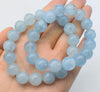 aquamarine blue round AA 12mm bracelet 7.5inch   beads nature