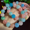 aquamarine multicolor round 8/10/12mm bracelet 7.5inch   beads nature handcraft nature beads