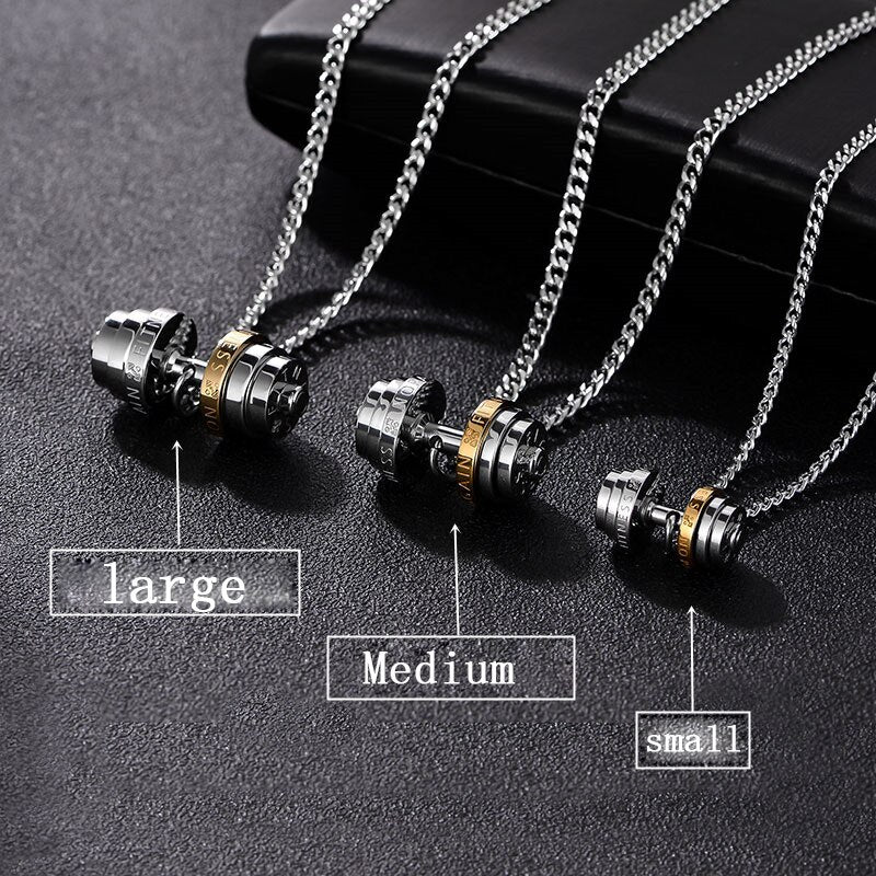 barbell Steel color stainless steel necklace mens Couple pendants Fitness sport man Fitness accesories jewelry on the neck pride