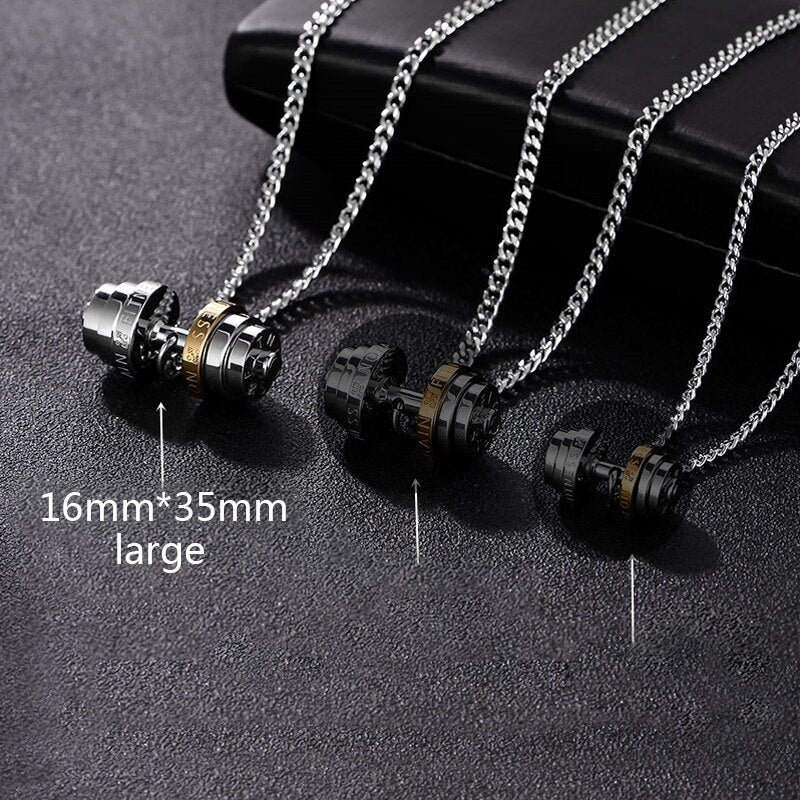 barbell Steel color stainless steel necklace mens Couple pendants Fitness sport man Fitness accesories jewelry on the neck pride
